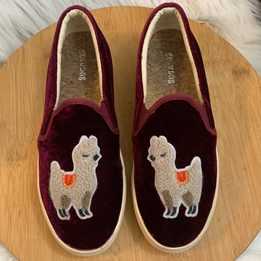 Soludos | Sangria 3D Llama Velvet Smoking Slip On Sneaker Slipper Shoes 6.5 - Picture 3 of 17